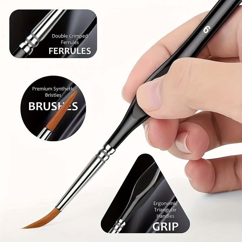Fine Tip Detail Brush for Precision Painting, Miniatures & Fine Art – Synthetic Bristles for Acrylic, Oil & Watercolor