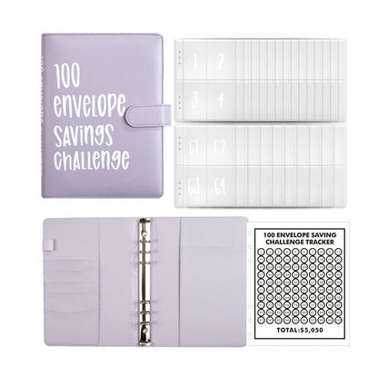 100-Envelope Money Saving Binder with Cash Envelopes for Budget Tracking & Financial Goals | PU Leather Organizer for Home Finance