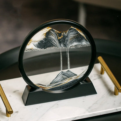 Flowing Sand Art Frame Desktop Glass Display Round 7-Inch Color-Shifting Desk Decor for Home Office Relaxation