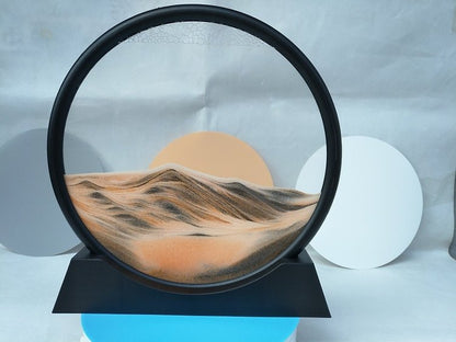 Flowing Sand Art Frame Desktop Glass Display Round 7-Inch Color-Shifting Desk Decor for Home Office Relaxation