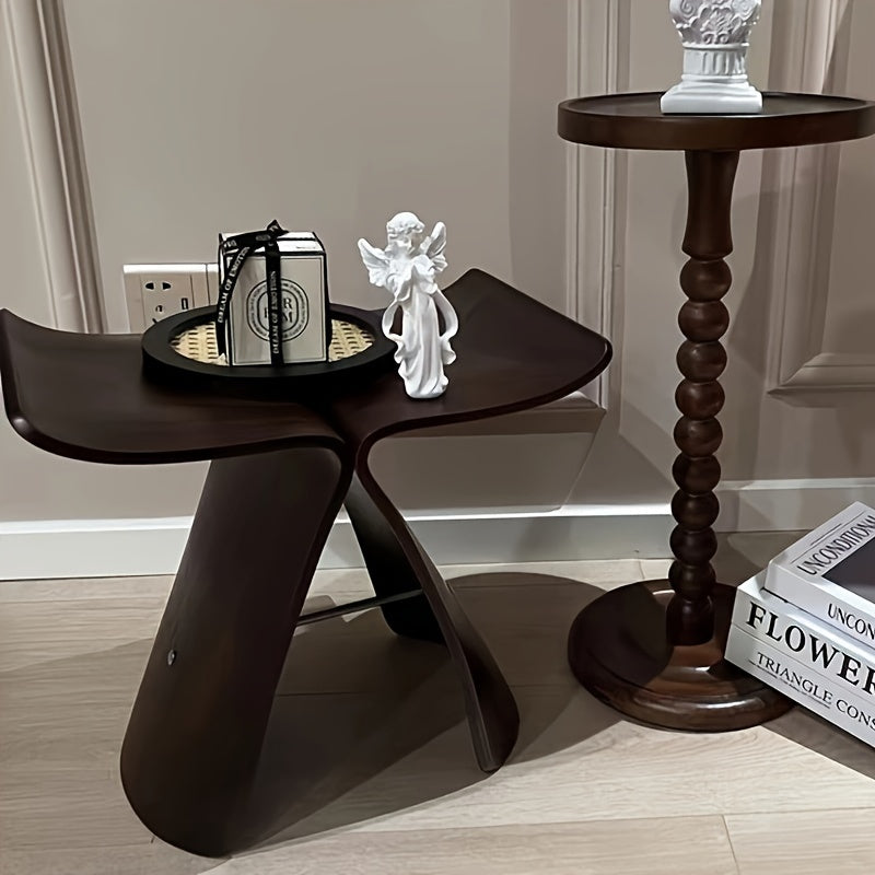 Solid Wood Butterfly Stool – Compact Accent Seat for Entryway, Living Room & Home Office