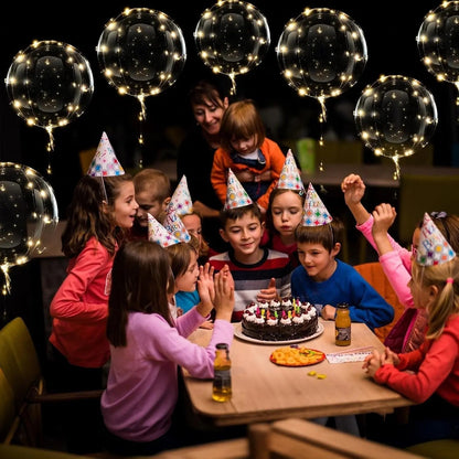 Illuminated Clear Balloons with Warm White LED String Lights 18 Inch Set of 10 Battery Powered for Birthdays Weddings Baby Showers Garden Pa