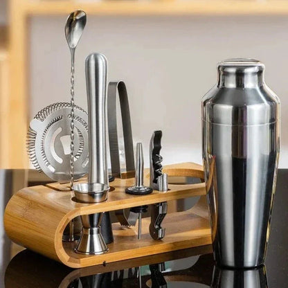 Stainless Steel Bartender Tool Kit 10-Piece Set with Shaker Jigger Strainer for Home Mixology Cocktail Station Bar Accessories Professional