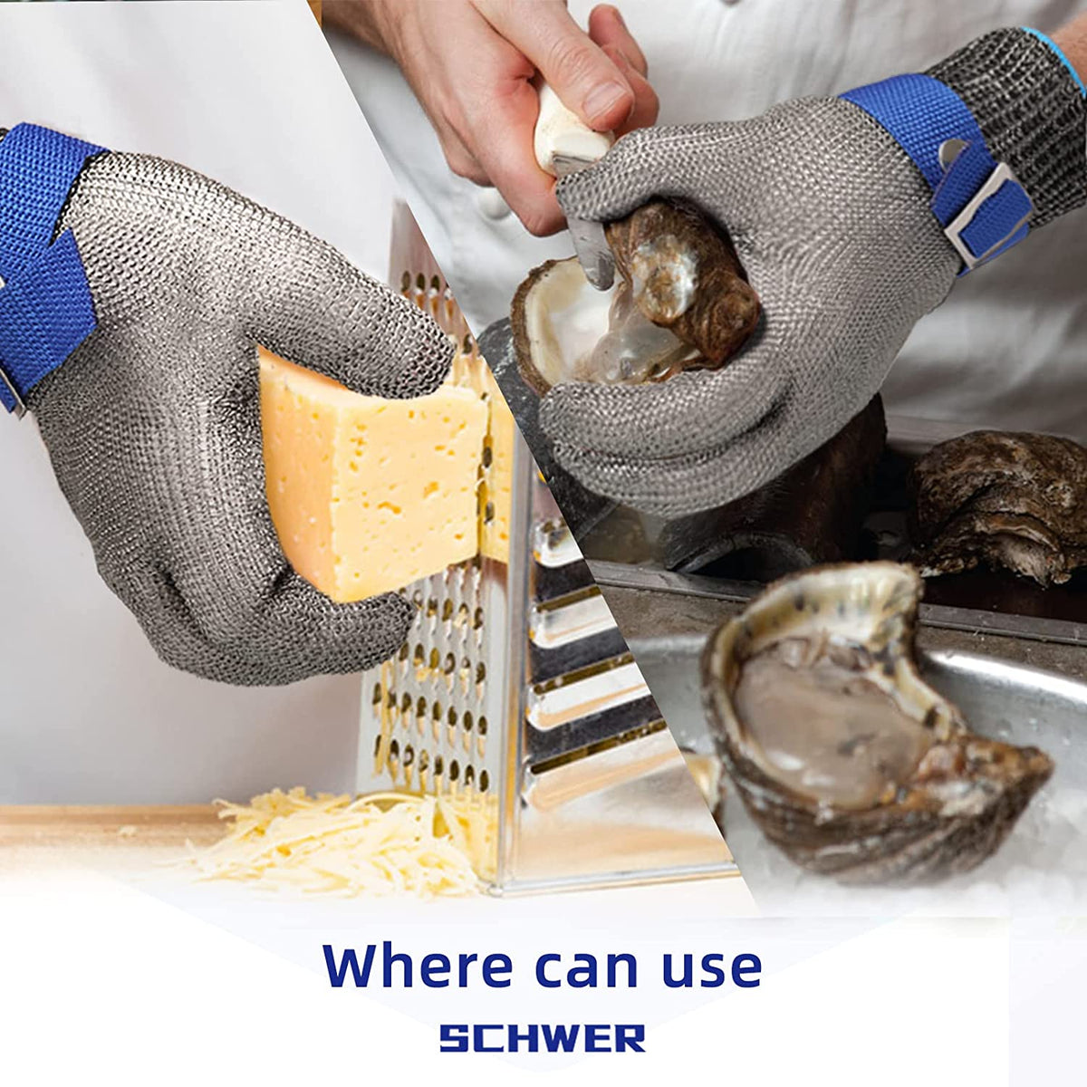 Cut-Resistant Mesh Gloves with Adjustable Wrist Strap for Kitchen, Fishing & Industrial Work | Safety Hand Protection