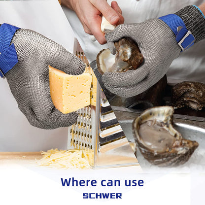 Cut-Resistant Stainless Steel Mesh Safety Glove for Kitchen, Oyster Shucking, Fishing & Food Prep