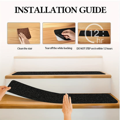 Anti-Slip Grip Tape for Steps – 10-Sheet Pack, 6×24 Inch Textured Traction Strips for Indoor Outdoor Stairs, Decks & Ramps