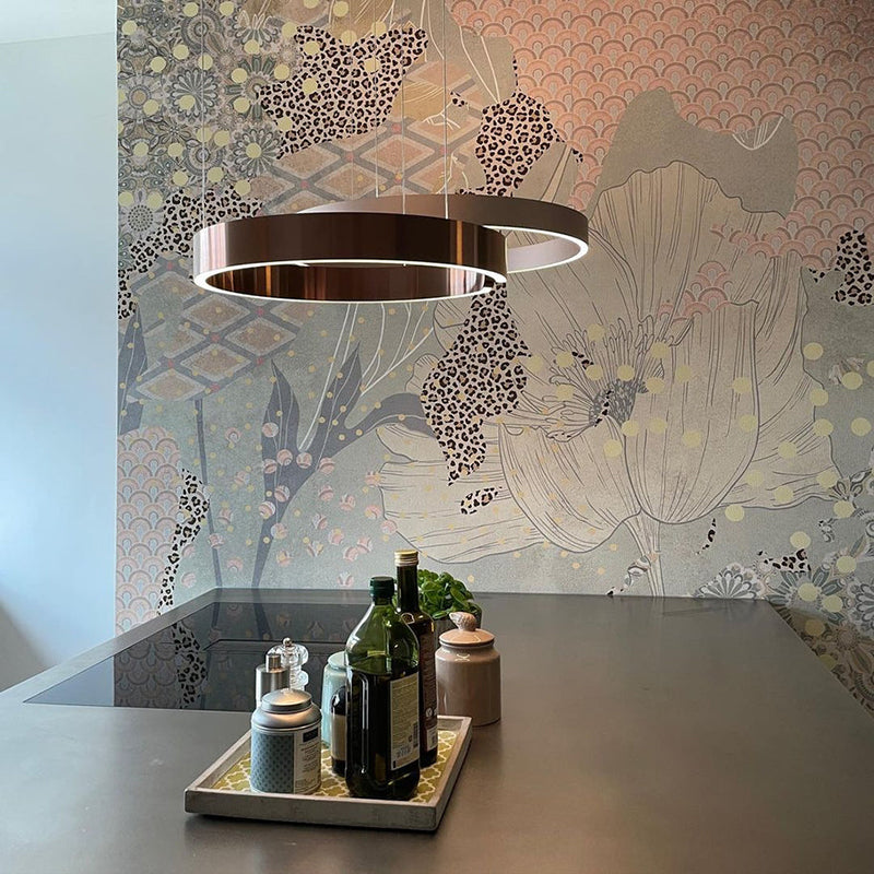 Plafonnier LED circulaire à anneau en aluminium de 20 po, hauteur réglable pour îlot de cuisine, salle à manger et hall d'entrée, luminaire suspendu moderne en forme de halo, économe en énergie