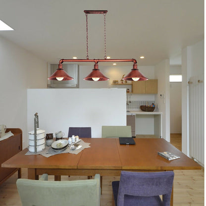 Triple Socket Industrial Overhead Fixture Metal 47 in × 40 in Rustic Red for Dining Kitchen Island Bar Restaurant Loft