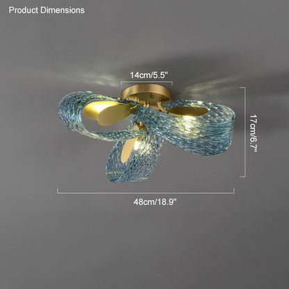 19-Light Glass Ceiling Fixture with Peacock Art Design for Dining Rooms & Large Spaces