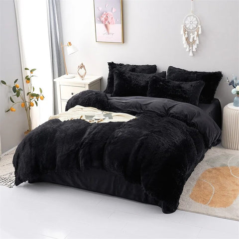 Parure de lit en peluche à la douceur veloutée | Confort douillet pour toutes les saisons