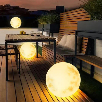 Cordless LED Sphere Lantern 20 in Rechargeable for Patio Deck Pool Pathway Decorative Accent Weatherproof Moon-Style Globe Warm Glow