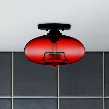 Glass Dome Overhead Light Fixture E26 Socket for Bedroom Living Room Home Interior Ambient Glow Compact Profile Metal Frame