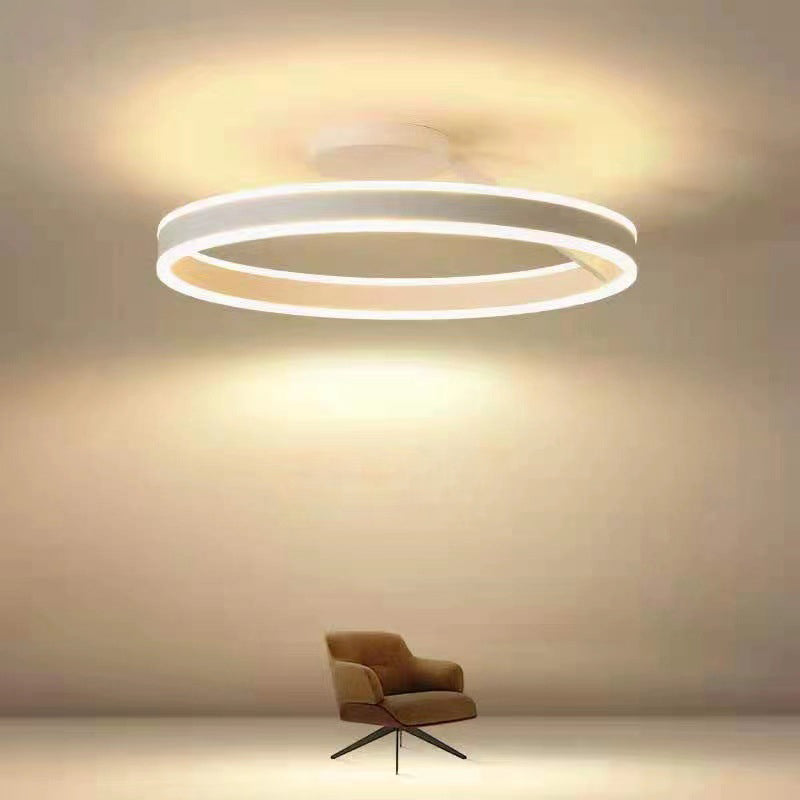 LED Ring Flush Mount Ceiling Light 20-Inch Dimmable Black White for Living Room Bedroom Modern Low-Profile Fixture Adjustable Brightness Con