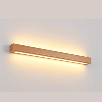 Applique murale rectangulaire en bois à LED avec abat-jour en acrylique pour chambre et salon | Éclairage de miroir minimaliste moderne