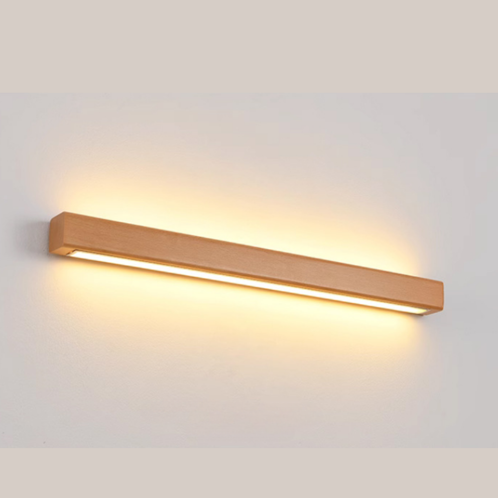 Applique murale rectangulaire en bois à LED avec abat-jour en acrylique pour chambre et salon | Éclairage de miroir minimaliste moderne