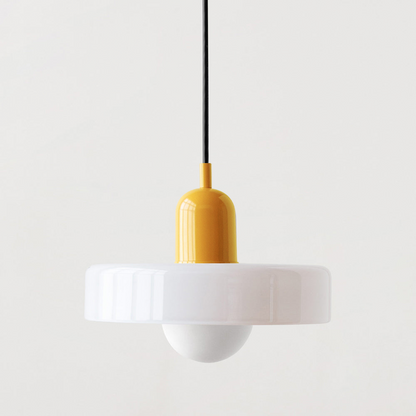 Glass Pendant Light with Adjustable Cord & Warm Glow – Modern Geometric Hanging Fixture for Dining Room & Living Room Decor