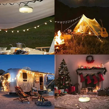 Rechargeable LED Camping Lantern with 33 ft Retractable String Lights | Magnetic Mount Outdoor Tent Light | Waterproof Portable Camp