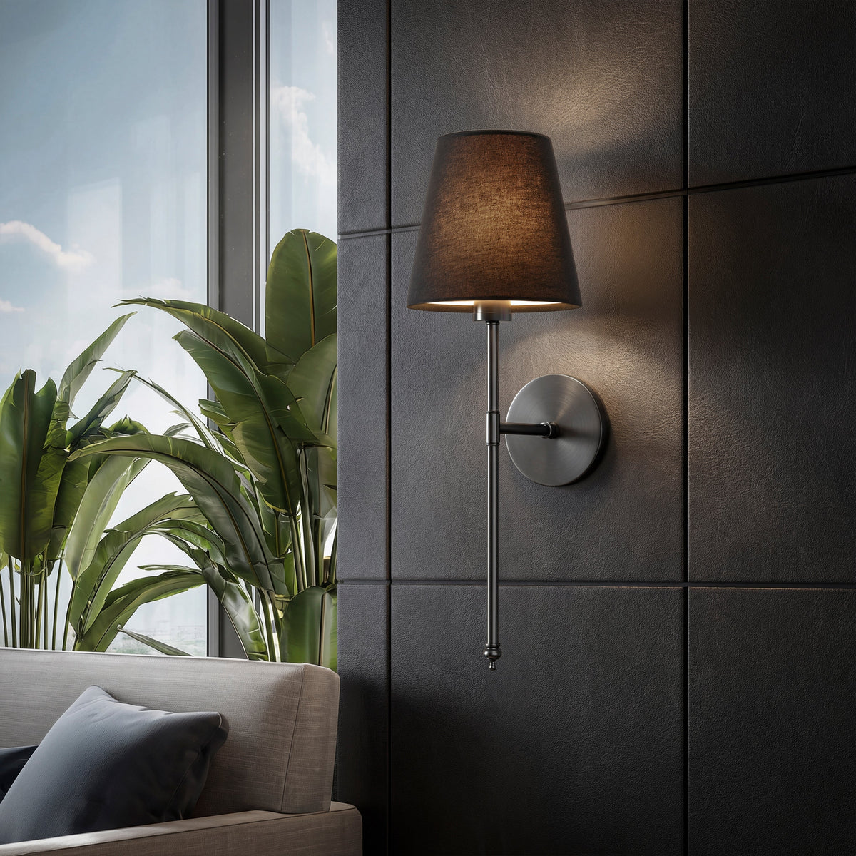 Cordless Rechargeable Sconce Pair 20 Inch Gold & Black Fabric Remote RGB Dimming for Bedside Nightstand Hallway Ambient Uplight Portable Bat