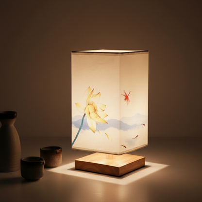 Lampe de table élégante en bambou | Design nippo-scandinave avec LED à intensité variable | Éclairage polyvalent pour une atmosphère sereine dans les chambres et les salons