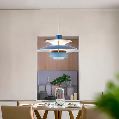 Layered Metal Pendant Light E27 Socket Minimalist Hanging Fixture for Kitchen Island Dining Table Nordic Style Ambient Ceiling Lamp Green Gr