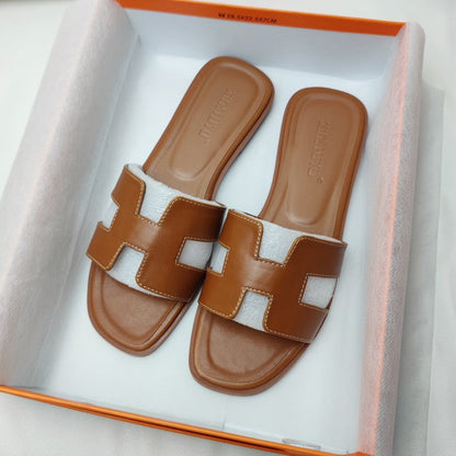 Women's Slip-On Sandals Flat Synthetic Leather Slide Slippers White Black Brown Pink Gold for Summer Beach Casual Everyday