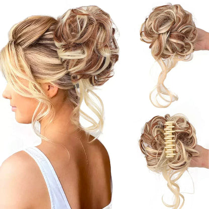 Synthetic Updo Hairpiece with Clip Attachment – Textured Volume for Thin or Fine Hair – Available in 18 Shades Including Blonde, Brown, Black, Gray &