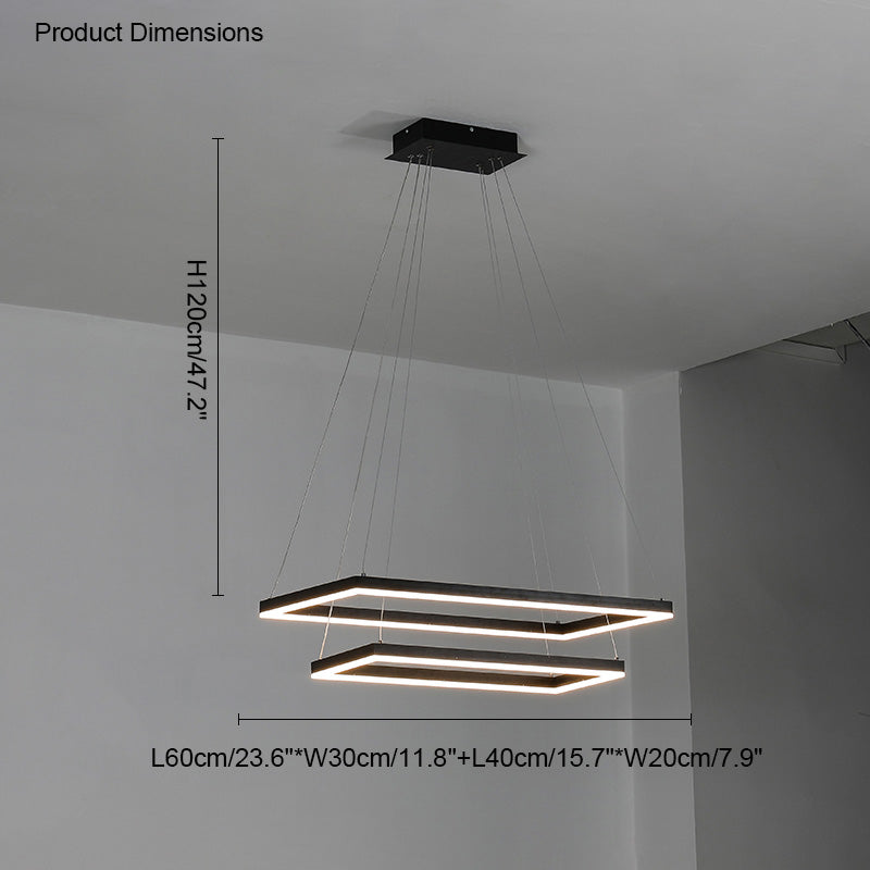 Multi-Tier Linear Suspension Fixture with Integrated LED, Adjustable Cable, Matte Black Metal Frame for Dining & Living Spaces