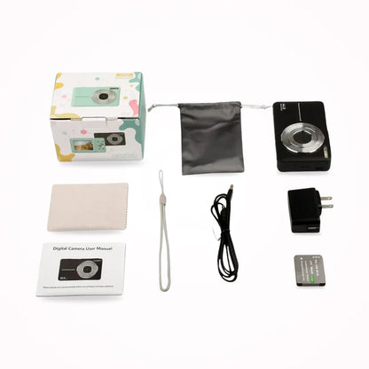 Compact Digital Camera 1080p Video HD Photos Retro-Inspired Point-and-Shoot with Auto Brightness Instant Playback for Travel Parties