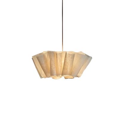 Pleated Fabric Shade Hanging Ceiling Lamp 16 in Warm Cream for Dining Room Kitchen Island Scandinavian Japanese Modern Minimalist Ambient Li