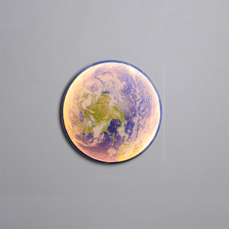 LED Moon Wall Sconce Dimmable Remote Control Light 9.4 Inch Diameter PVC Fixture for Bedroom Living Room Hallway Accent Lighting Three Color