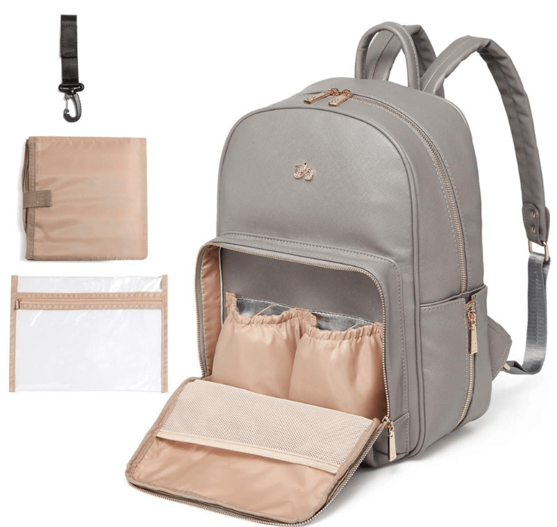 Parent Backpack Organizer with Changing Pad & Wet Bag – Waterproof PU Leather Multi-Pocket Storage for Newborn & Toddler Essentials
