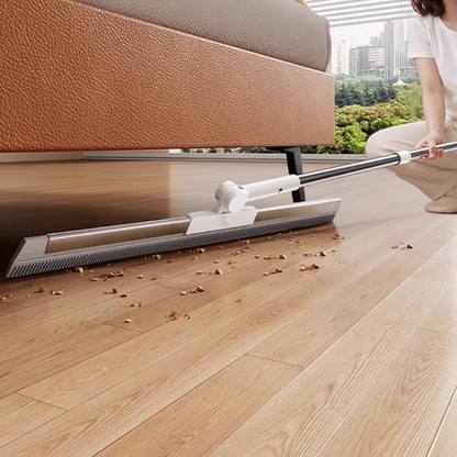 Dual-Action Floor Squeegee with Rubber Edge & Soft Bristles for Pet Hair Removal