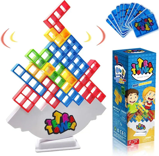 Jeu de tour en blocs de bois à empiler pour les soirées en famille – Défi d'équilibre pour développer les compétences des enfants et des adultes