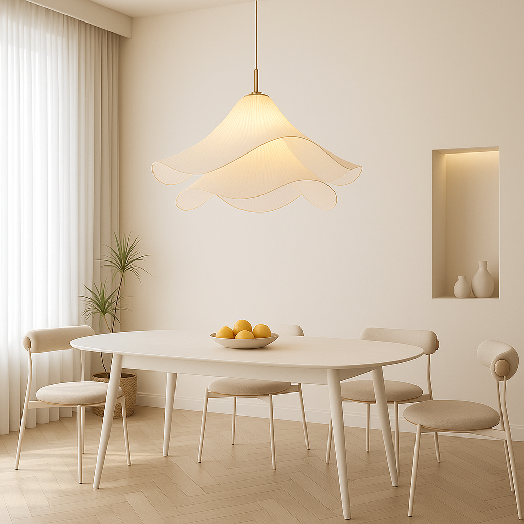 Suspension en tissu superposé, plafonnier floral de 24 pouces pour salle à manger, salon, cuisine, luminaire moderne et minimaliste à hauteur réglable