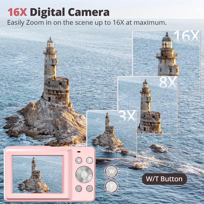 Retro Point-and-Shoot Camera with 1080p Recording & Large Display Screen for Snapshots, Events, Vacations