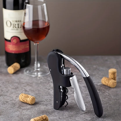 Lever-Action Wine Opener Metal & Plastic 5.5 x 3 Inch Ergonomic Handle Bar Tool for Red & White Bottles Home Dining Restaurant Hospitality
