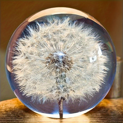 Celeste Decorative Glass Ball - Art Deco Sphere with Dandelion Fluff