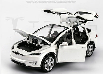 Tesla Model X Pull Back Car Model with Sound and Light Features | 1:32 Scale Toy for 3-6 Year Olds
