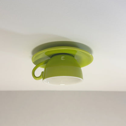 Plafonnier en céramique en forme de tasse à café – Montage encastré disponible en jaune, bleu, rose et autres coloris pour chambre, salle à manger et salon