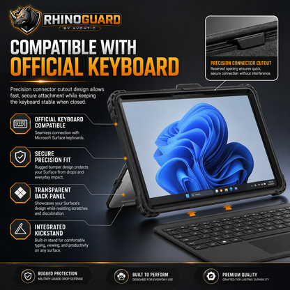 Rugged Protective Case for Microsoft Surface Pro & Go — Fitted Shell with Optional Shoulder Strap