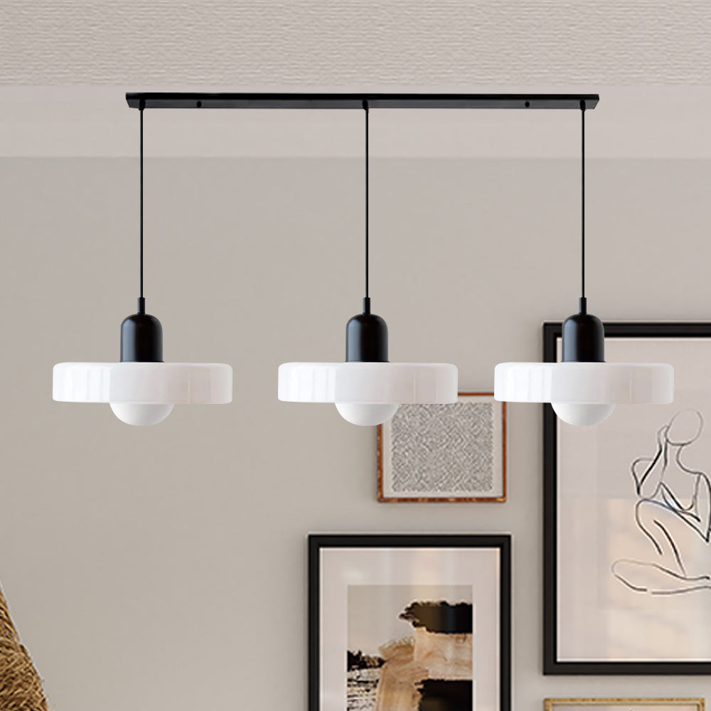 Glass Pendant Lamp 12 Inch Adjustable Height Ceiling Fixture for Bedrooms Nightstands Modern Minimalist Nordic Hanging Light E27 Socket for