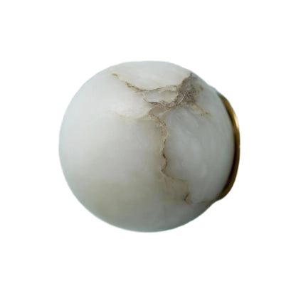 Compact Alabaster Sconce 5 in Globe Natural Stone Diffuser Modern Minimalist Lighting for Bedroom Hallway Entryway Accent Wall Mount Fixture