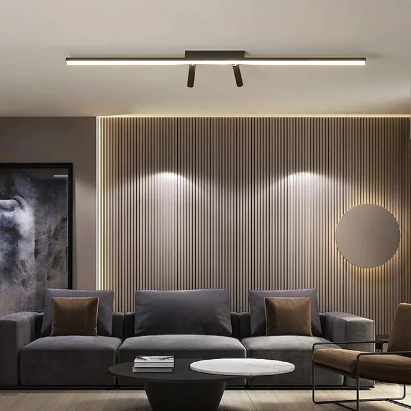 Linear Black Metal LED Spotlight Track Fixture 39-Inch Adjustable Ceiling Light for Bedroom Living Room Modern Home Lighting Bar Directional