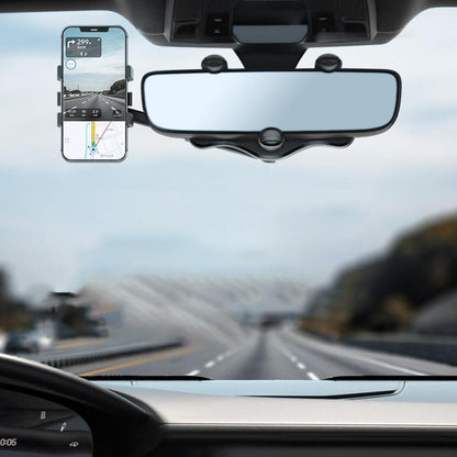 Cell Phone Mount for Car Mirror Clip-On Holder with 360° Swivel Adjustment for Hands-Free GPS Navigation & Driving Safety