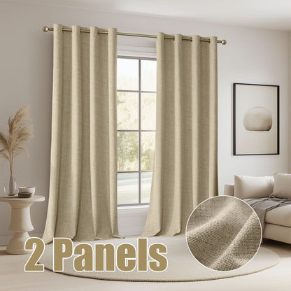 BURLAPLIVA – Blackout Textured Curtains for Elegant Living Rooms