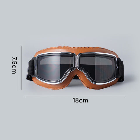 Retro Leather-Padded Motorcycle Goggles for Vintage Riding