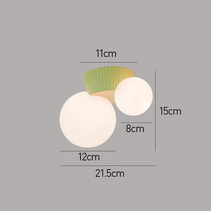 Dual-Globe Flush Mount Light 8.5 in Green Resin for Bedroom Hallway Ambient Lighting G9 Socket Compact Overhead Fixture