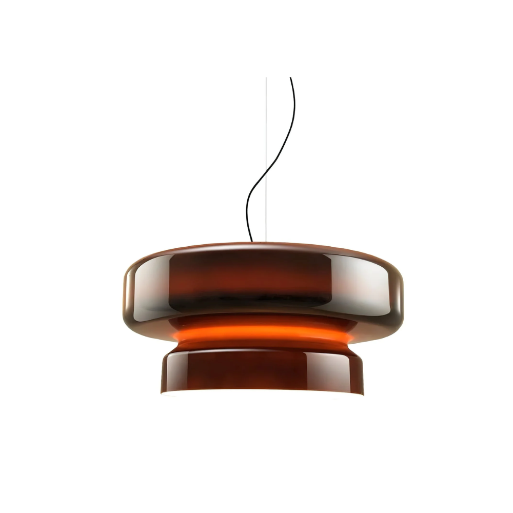 Glass Sphere Hanging Light Fixture LED Adjustable Height Brown 16 Inch Modern Ceiling Lamp for Kitchen Island Dining Room Breakfast Nook Liv