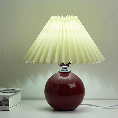 Ceramic Table Lamp with Fabric Shade – Modern Accent Lighting for Bedroom, Living Room & Home Office