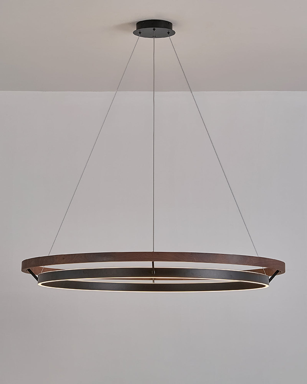 Circular Wood Ring Chandelier with LED Lighting 24-47 Inches Adjustable Height Farmhouse Dining Room Kitchen Island Ceiling Fixture